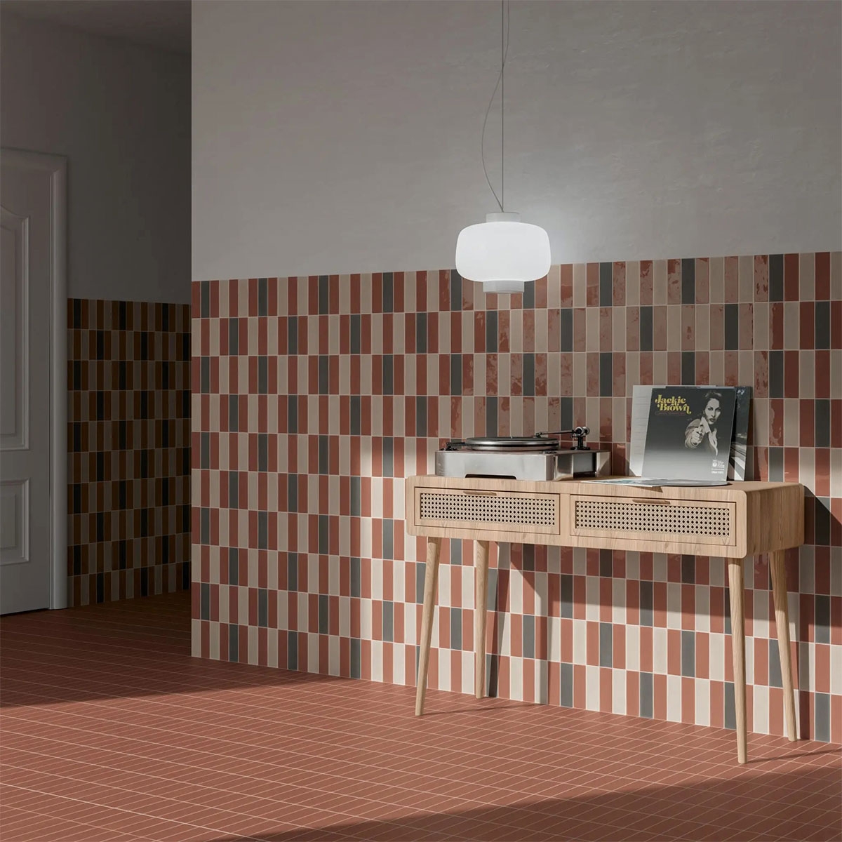 Interior with Rebels Terracotta Gloss 5x15 coating