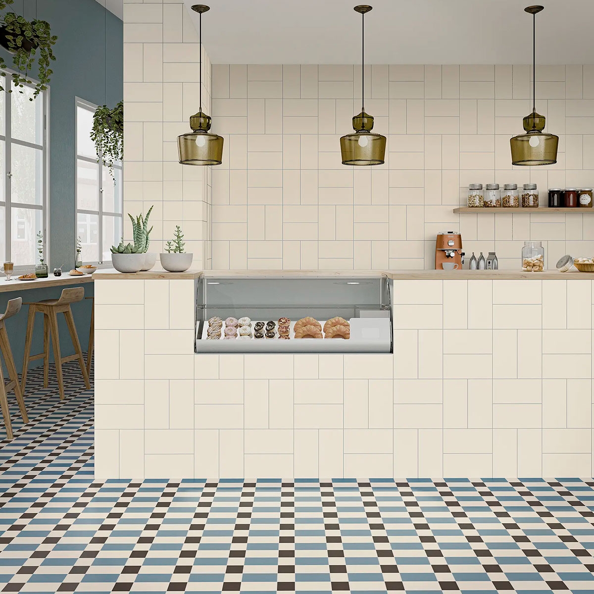 Cozinha com revestimento de giz L sólido 12,5x25 (Caixa 1,25m2)