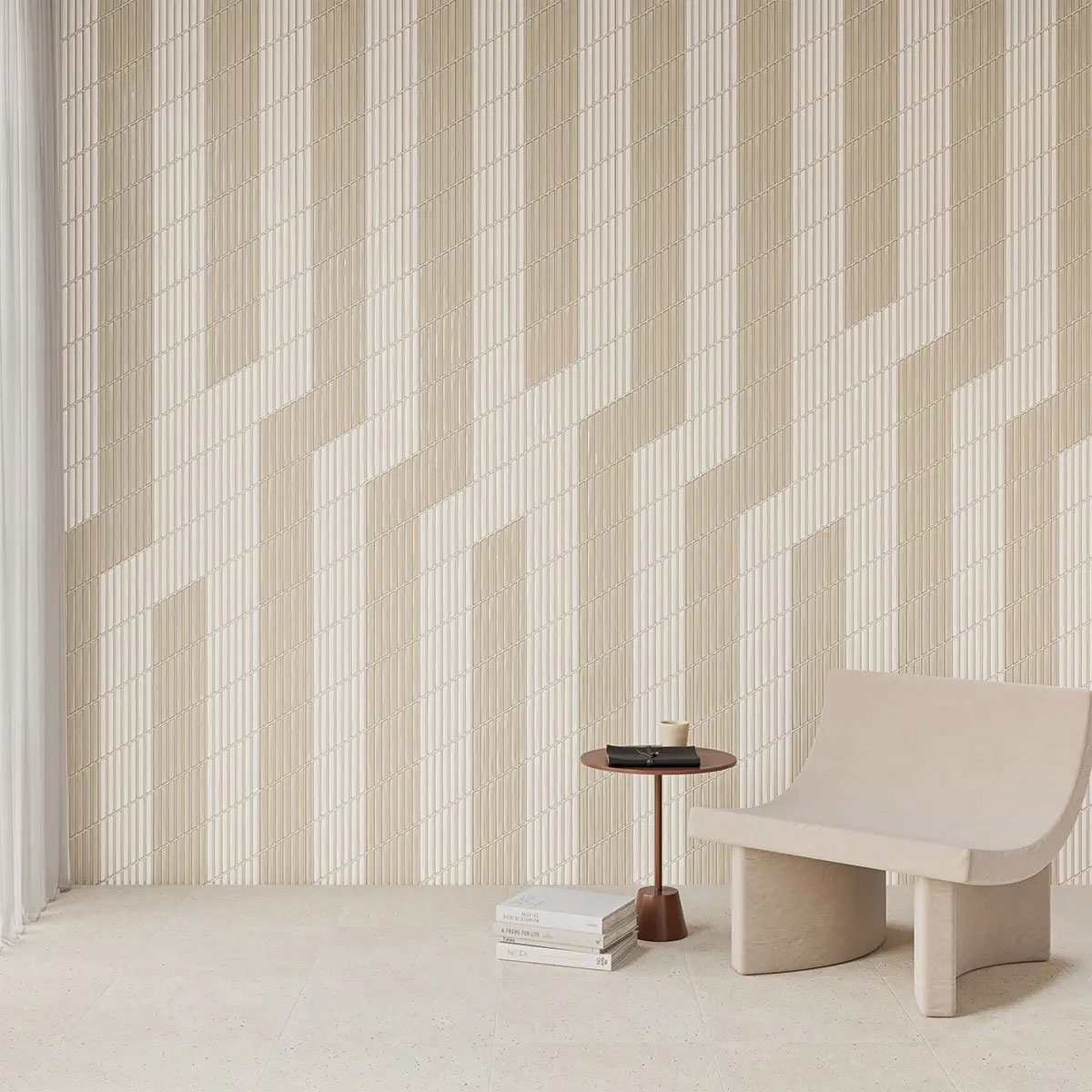 Interior con revestimiento Spike Bars B Greige 15x25,9