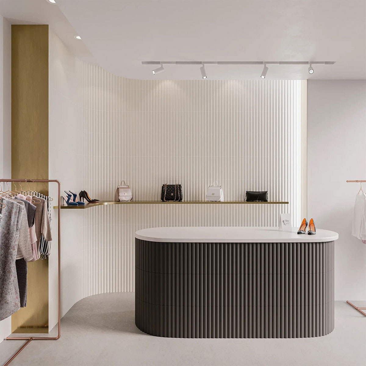 Interior con revestimiento Stripes Dove 7,5x30