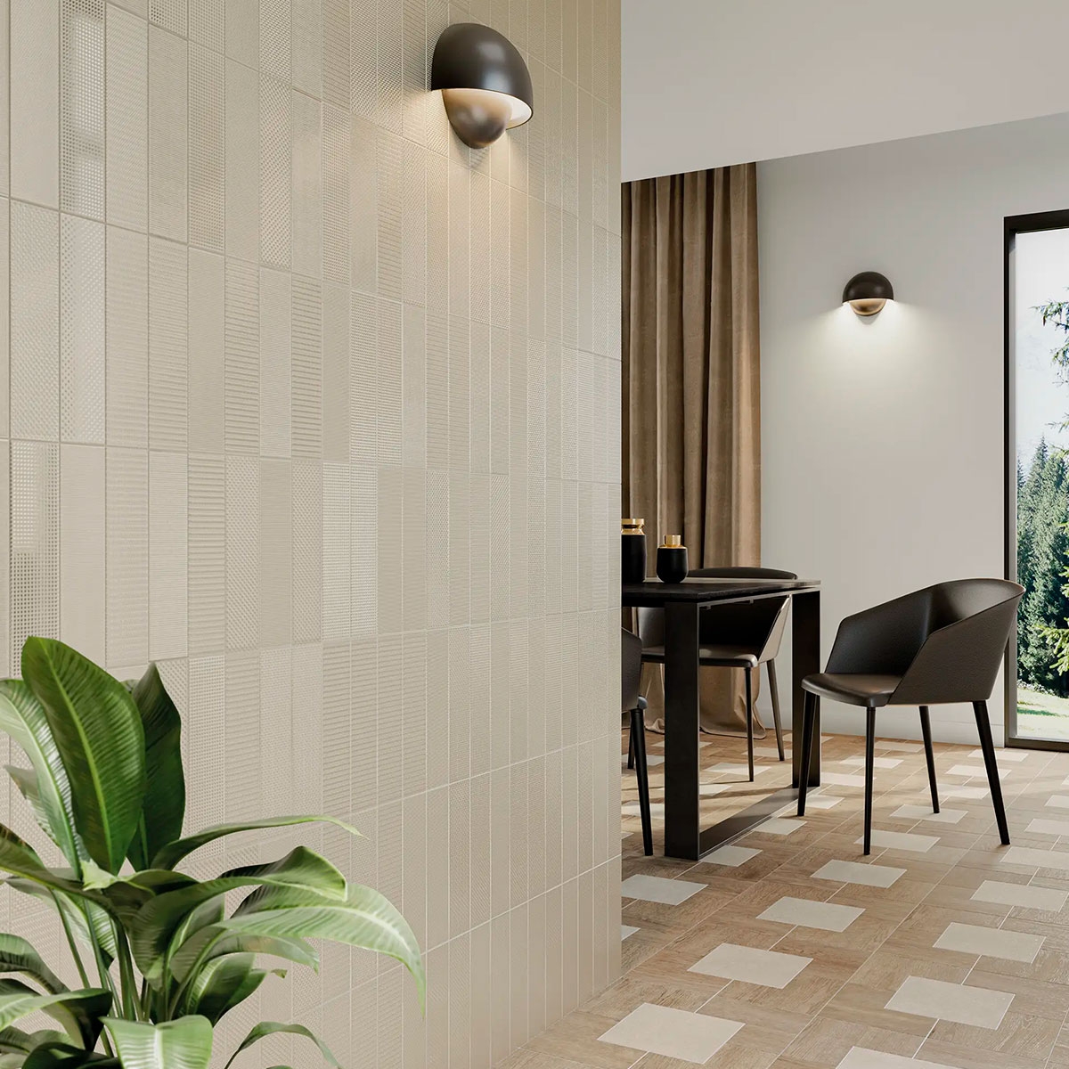 Interior con revestimiento Texiture Pattern Mix Alabaster 6,2x25 (Caja 0,45m2)