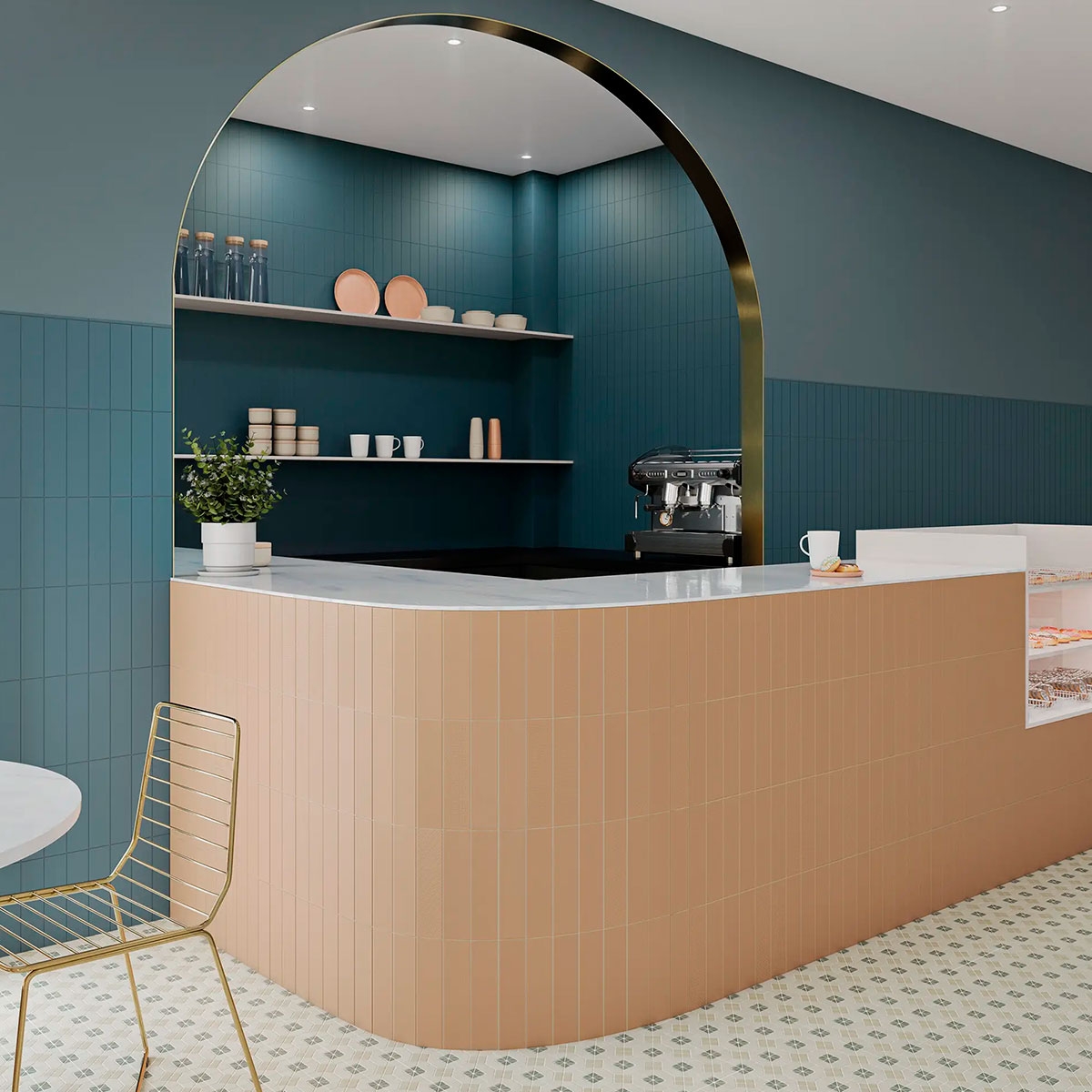 Interior con revestimiento Texiture Pattern Mix Bronze 6,2x25 (Caja 0,45m2)