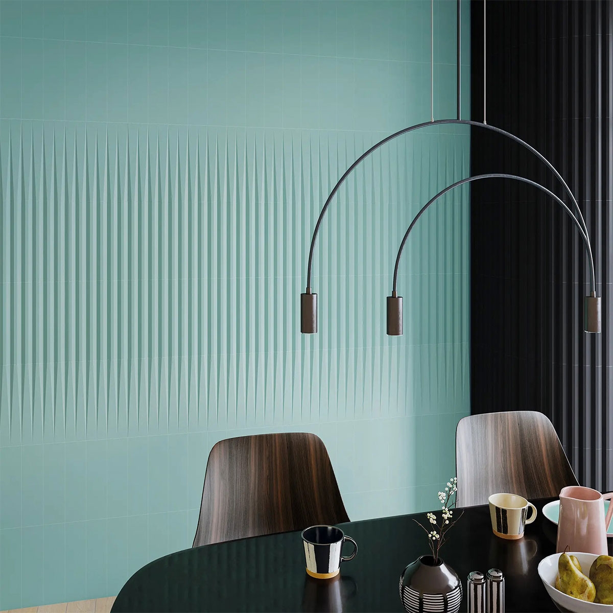 Interior with Stripes Plain XL Teal coating 7.5x30