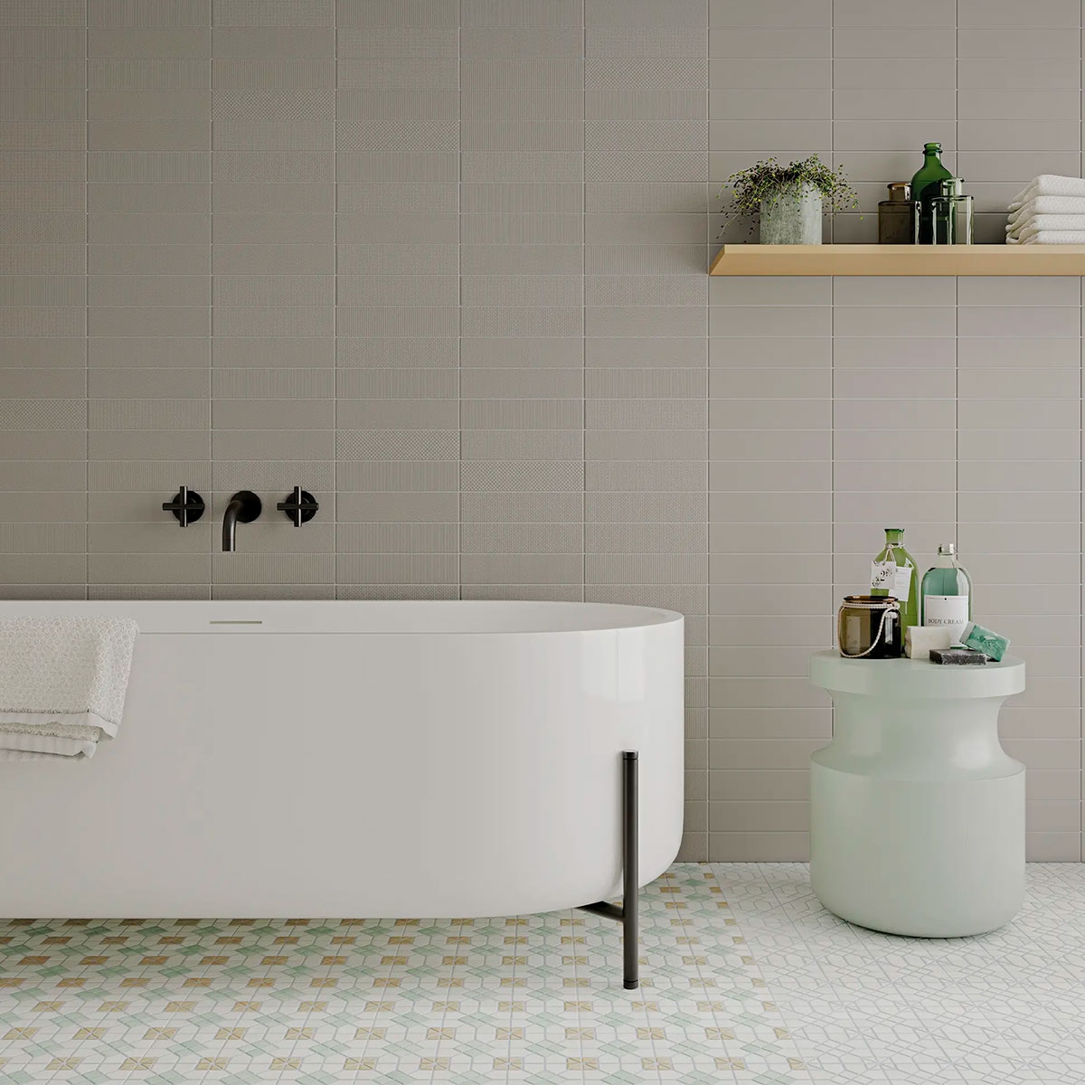 Casa de banho com revestimento Texiture Pattern Mix Grey 6.2x25 (Box 0.45m2)