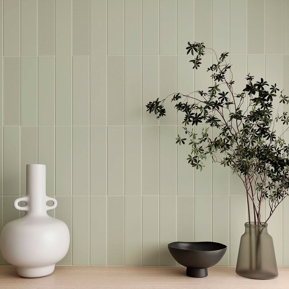 Intérieur avec revêtement Texiture Pattern Mix Sage 6.2x25