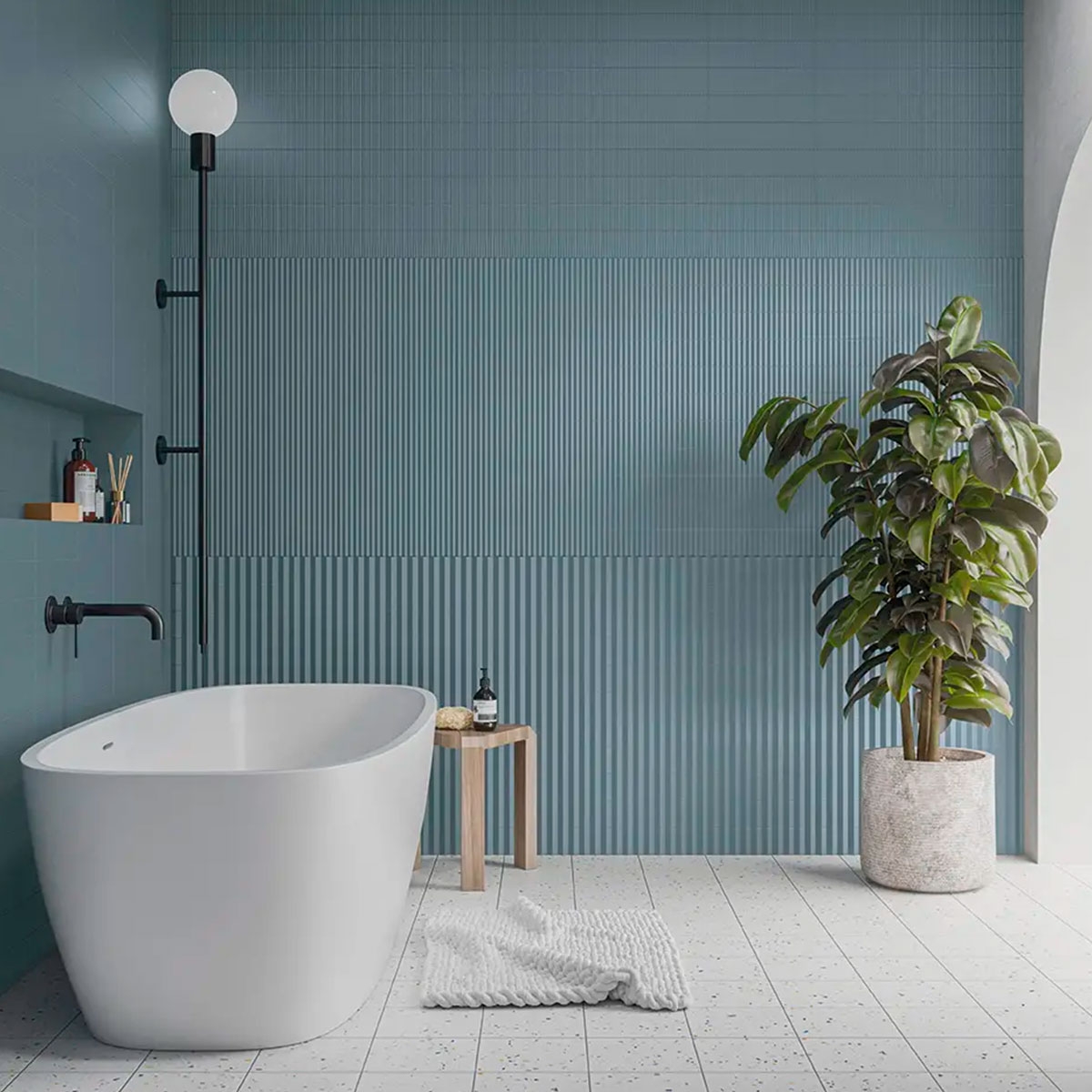 Baño con revestimiento Twin Peaks Liso XL Sky 7,5x30 (Caja 0,51m2)