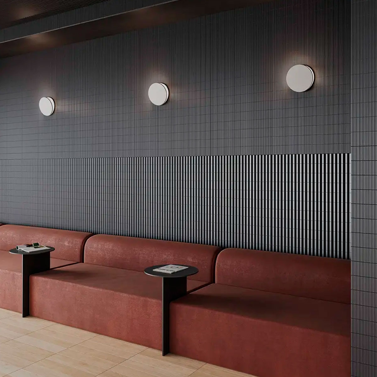 Interior con revestimiento Twin Peaks TP Low Nero 7,5x30 (Caja 0,48m2)