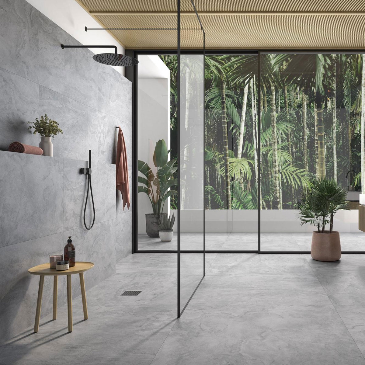 Baño con Pavimento Fiume Perla 60x120