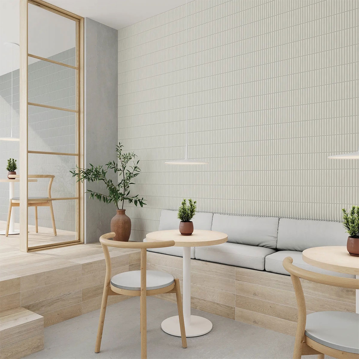 Interior com revestimento Sweet Bars White 12,5x25