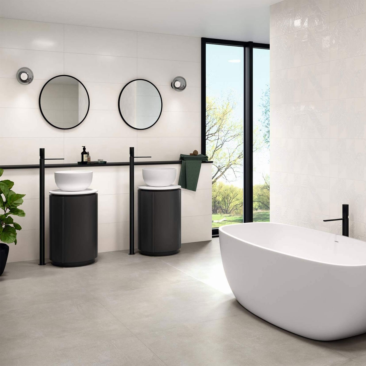 Phoenix 1845 Smoke bathroom with flooring 100x100