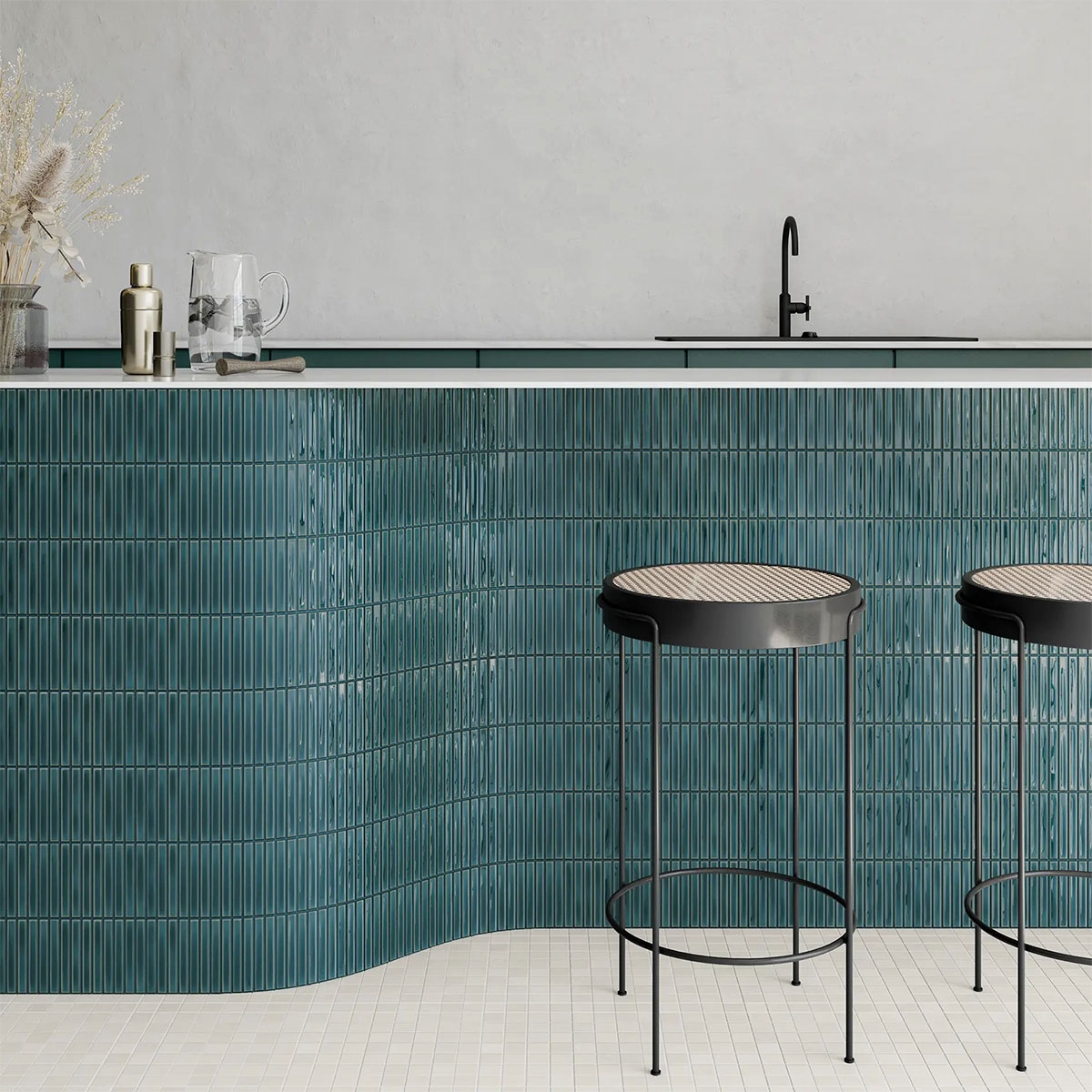 Interior con revestimiento Sweet Bars Peacock Blue 12,5x25