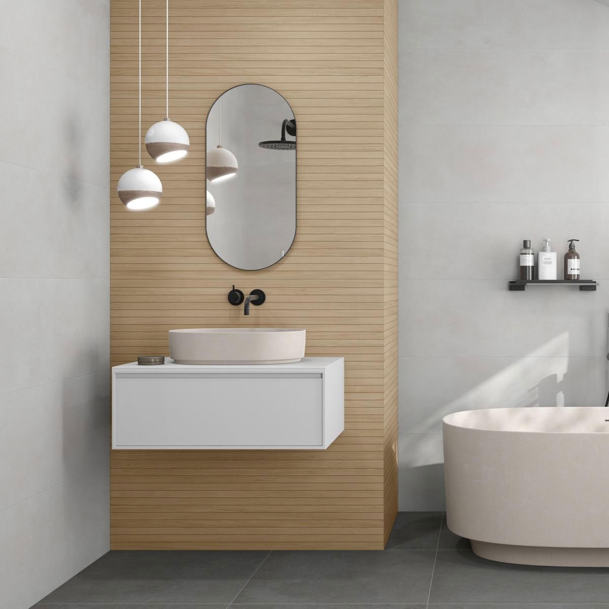 Salle de bain avec revêtement en chêne Tripoli Ordesa 33.3x100 (Boîte 2 m2)