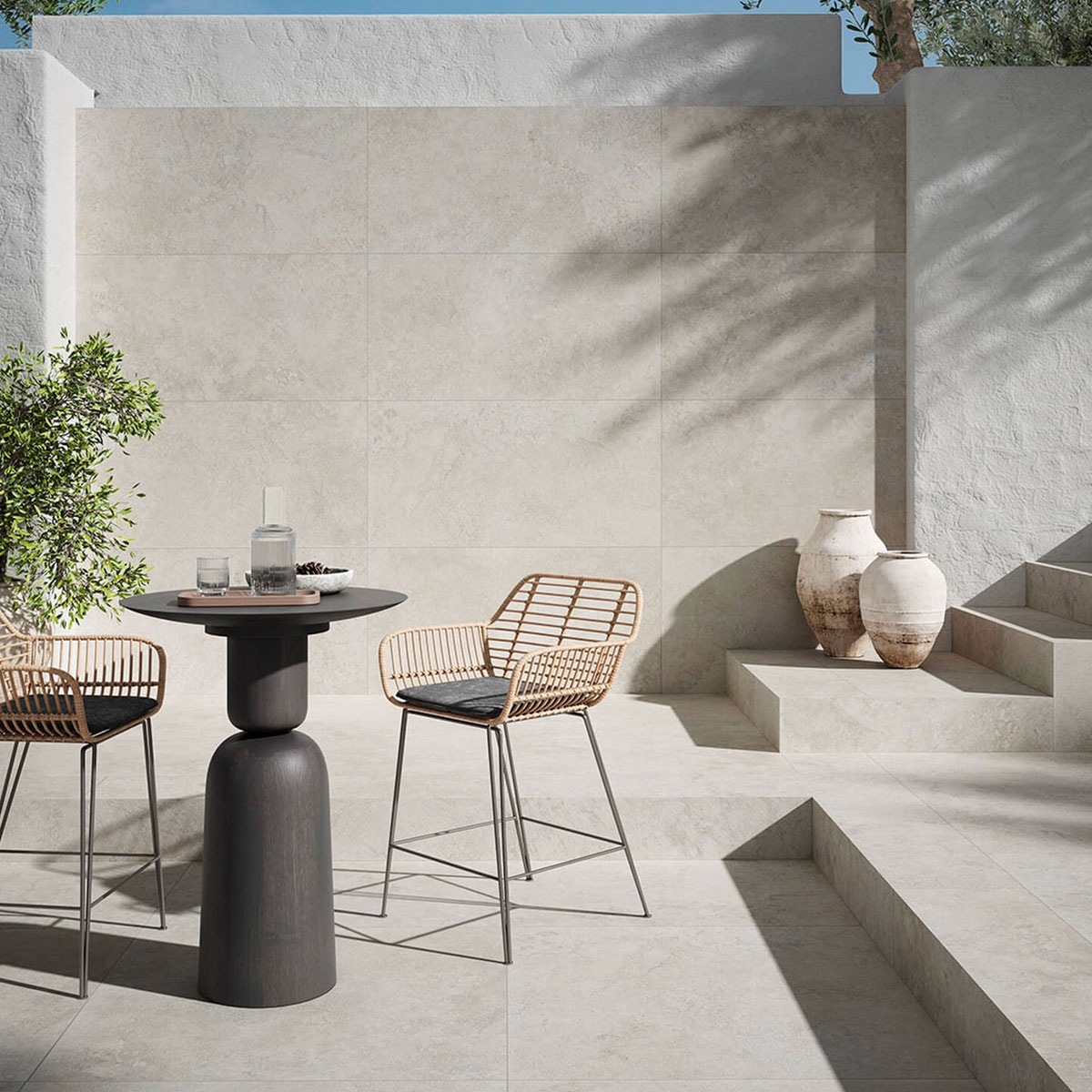 Exterior con Pavimento y Revestimiento Denver Bone Antideslizante 60x120