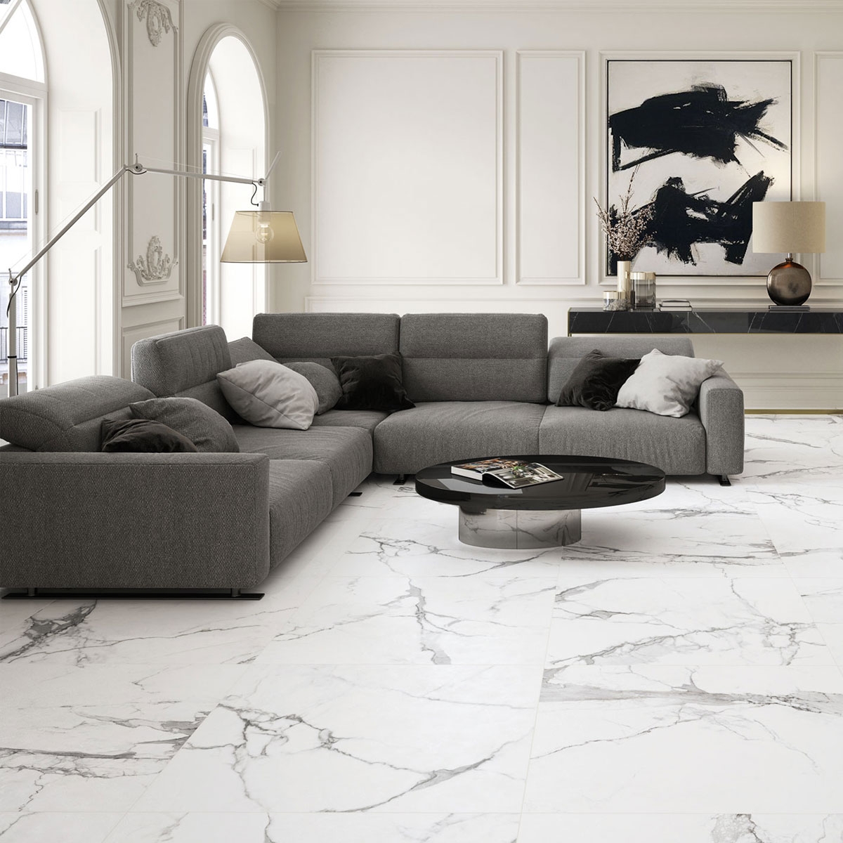 Sala con Pavimento Le Blanc 90x90