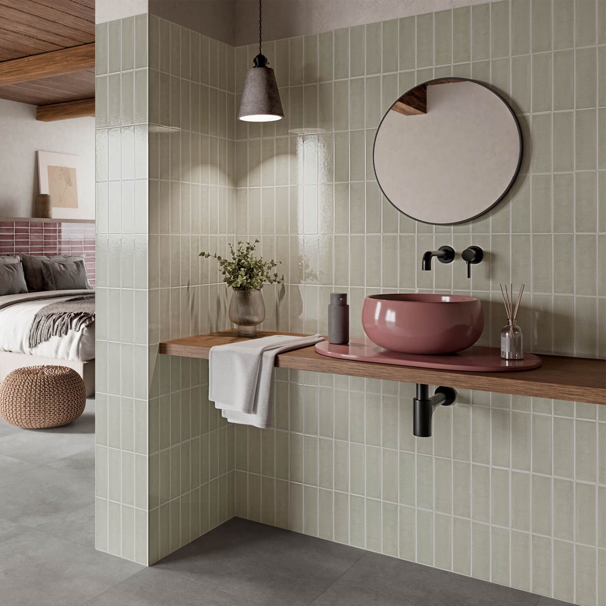 Bathroom with Mediterranean Ash Coating 6.25x20