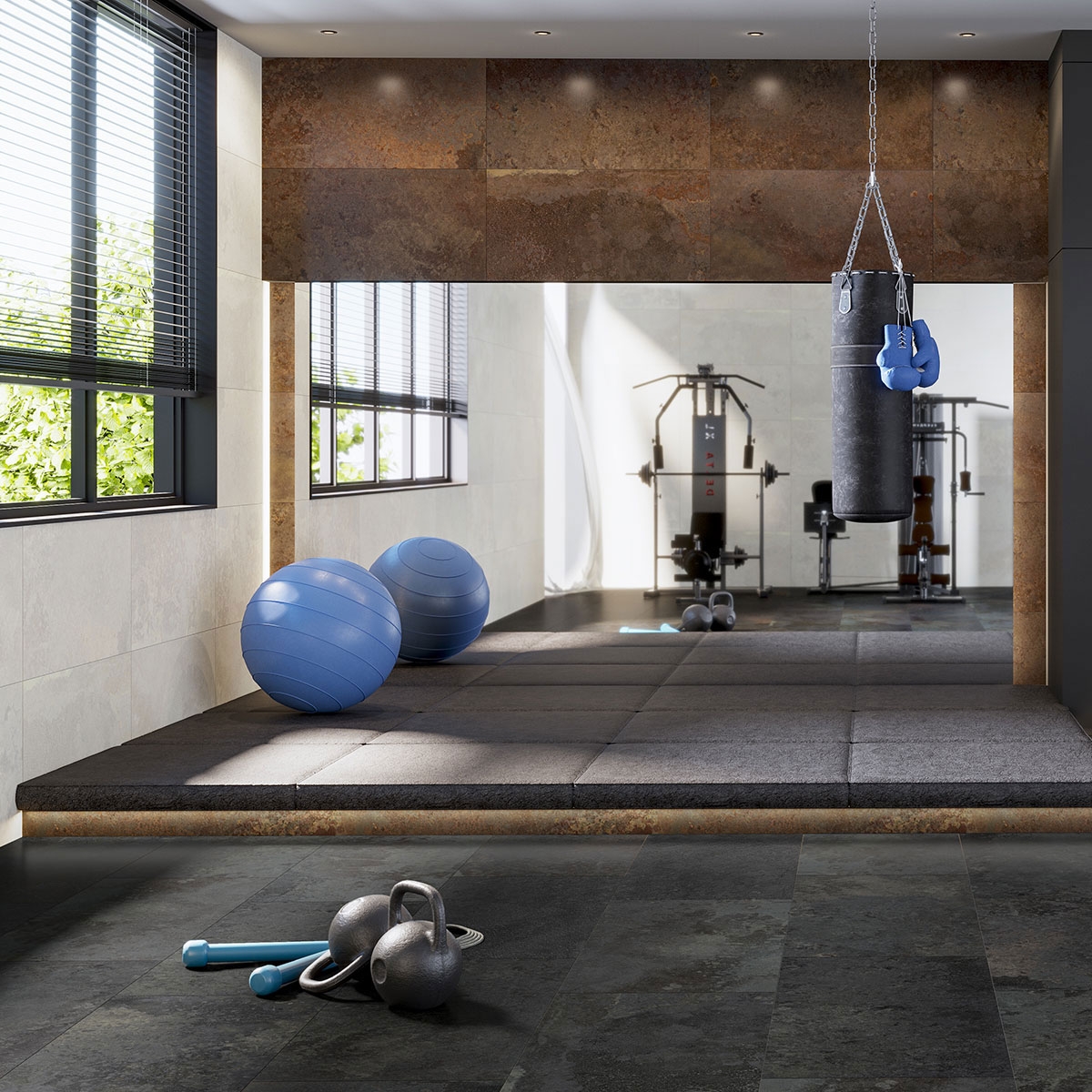 Gym with Mine White Coating 60x120