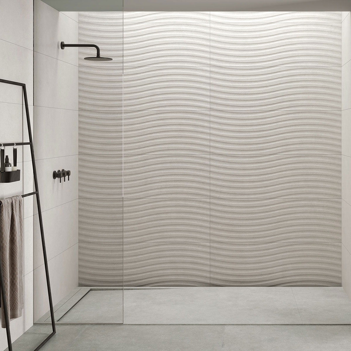 Bathroom with Q Boston White Coating 40x120