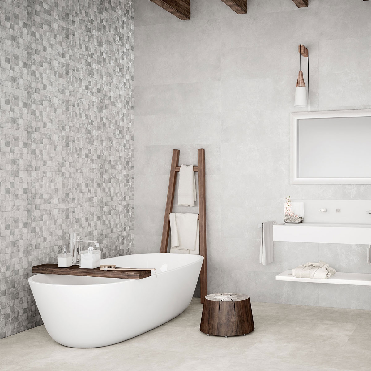 Q Casa Chic White Bathroom with Coating 31x98