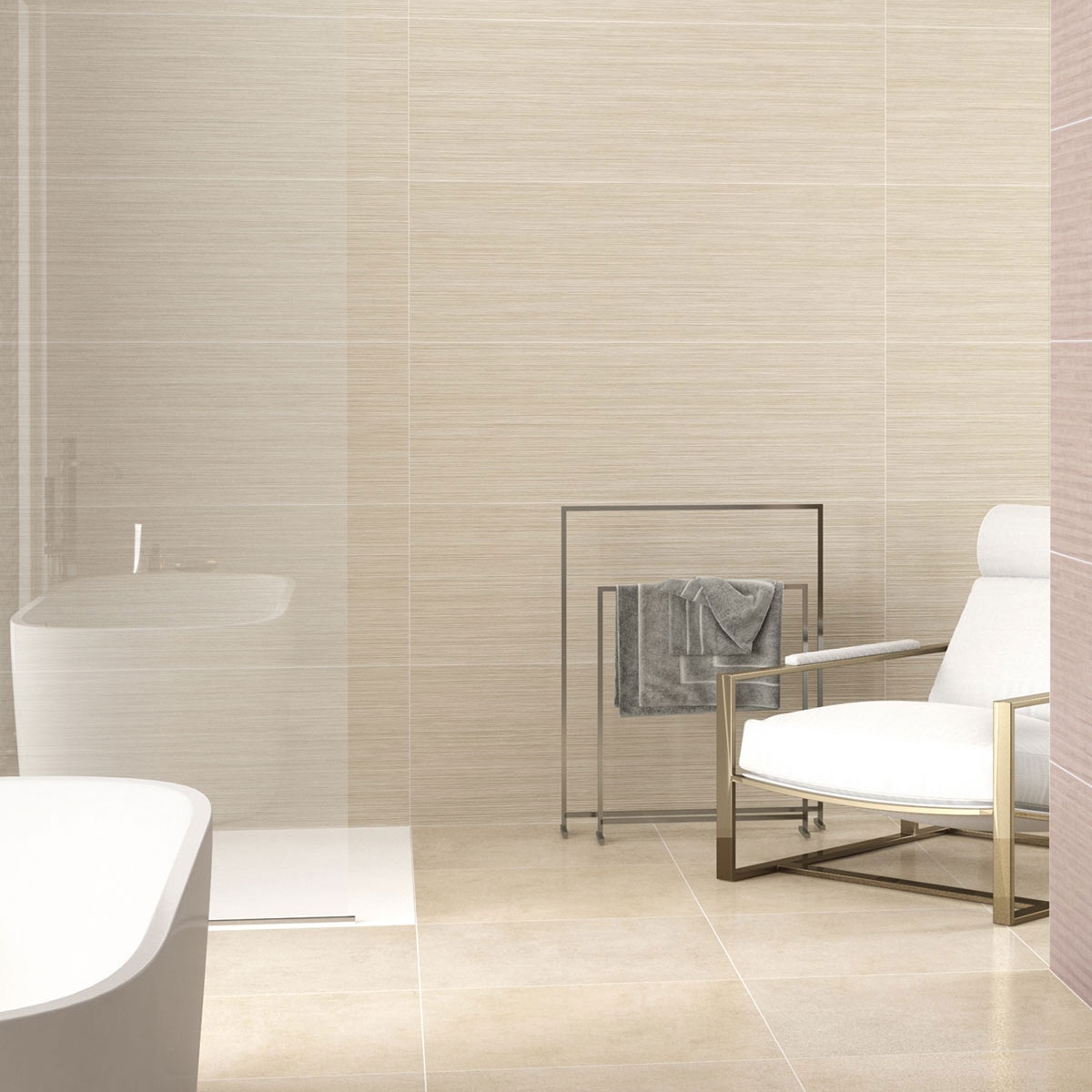 Q Lines Salle de bain en sable avec revêtement 40x120