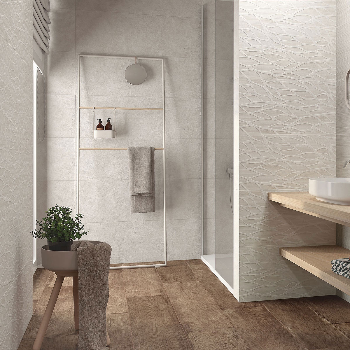 Baño con Revestimiento Q Ornamenta White 40x120