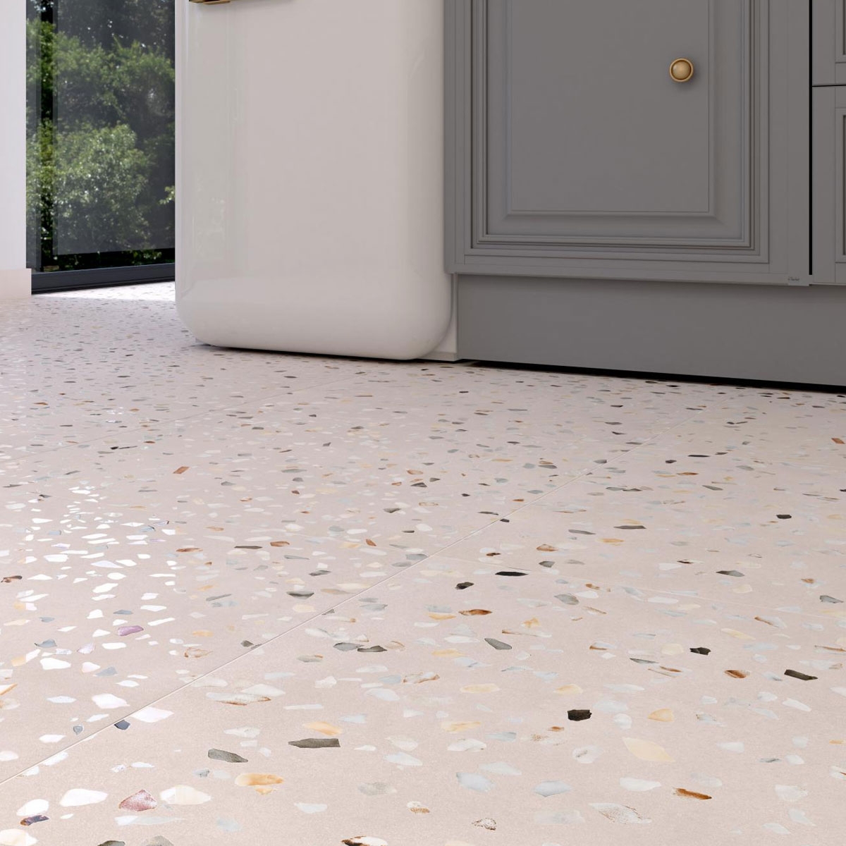 Interior com piso Doria Sabbia 60x60