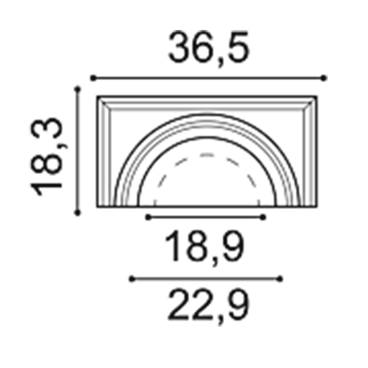 Medidas de Meio Capital K1111 Capital Doric Simples 300x365x183 (Preço por unidade)