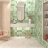 Salle de bain avec revêtement vert pré-artisanal 31,6x60