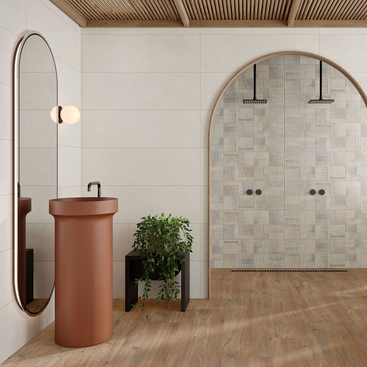 Salle de bain avec revêtement de couleur Q Craft 31x98