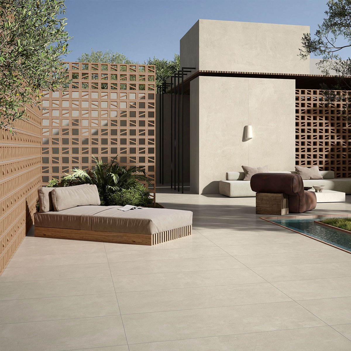 Exterior com revestimento de névoa sunset 60x120