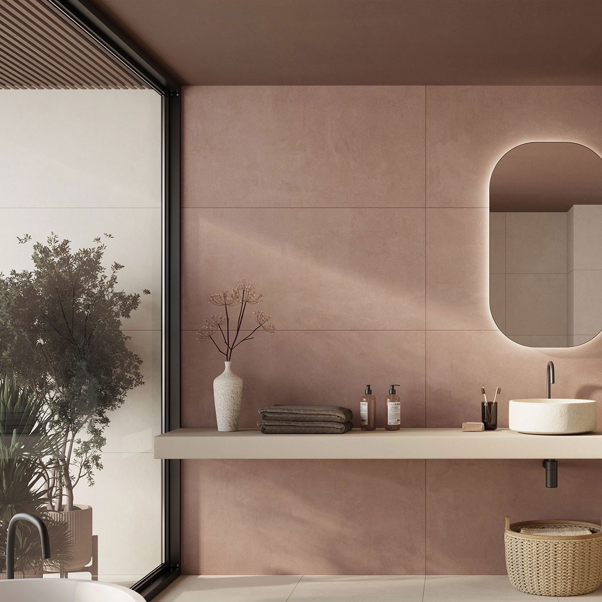 Bathroom with Sunset Pottery Coating 60x120