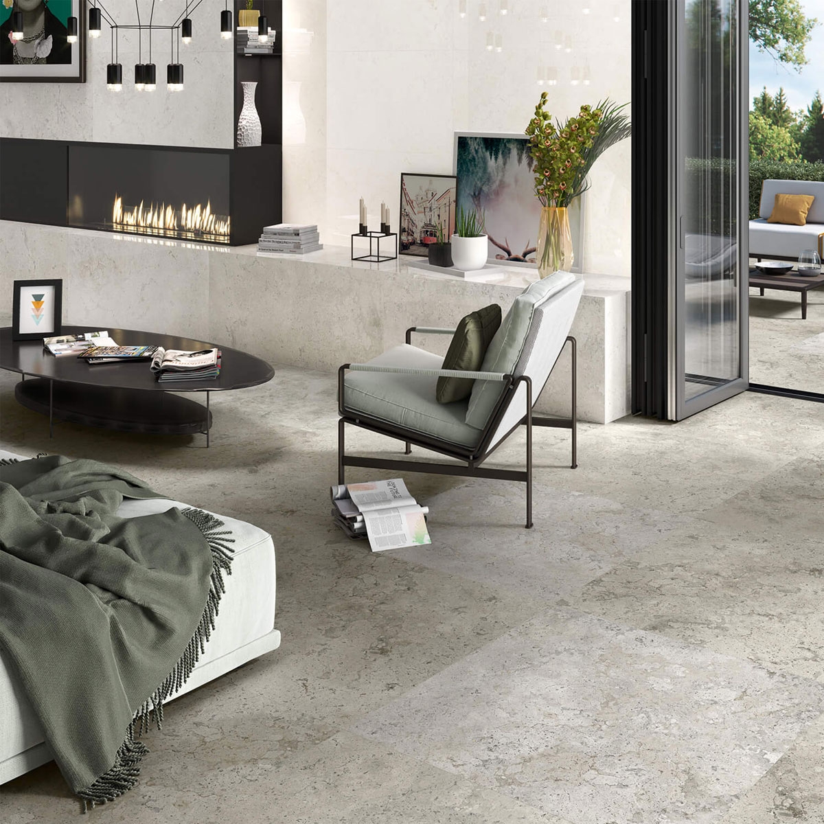 Interior con pavimento Baltimore 1916 Grey Antideslizante 100x100