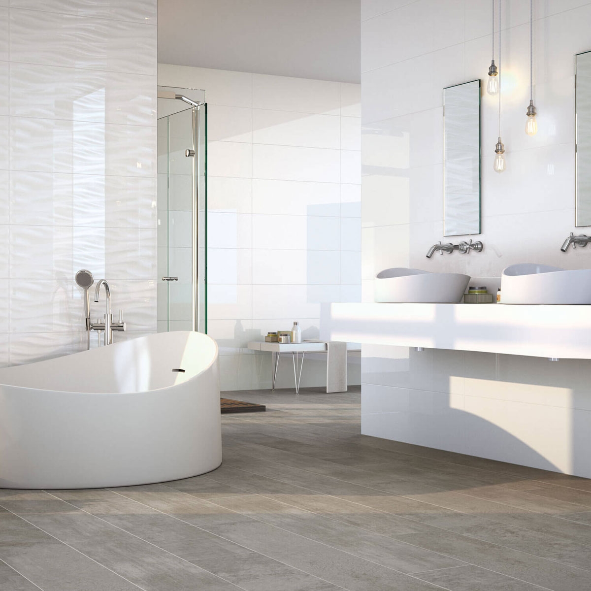 Baño con revestimiento Boreal 9505 Blanco 30x90