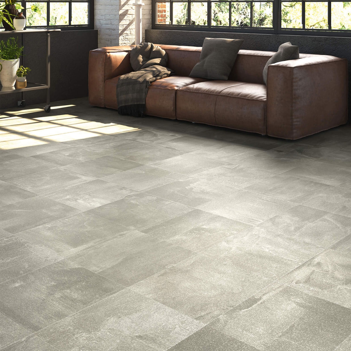 Interior con pavimento Calgary 5043 Ceniza 50x50