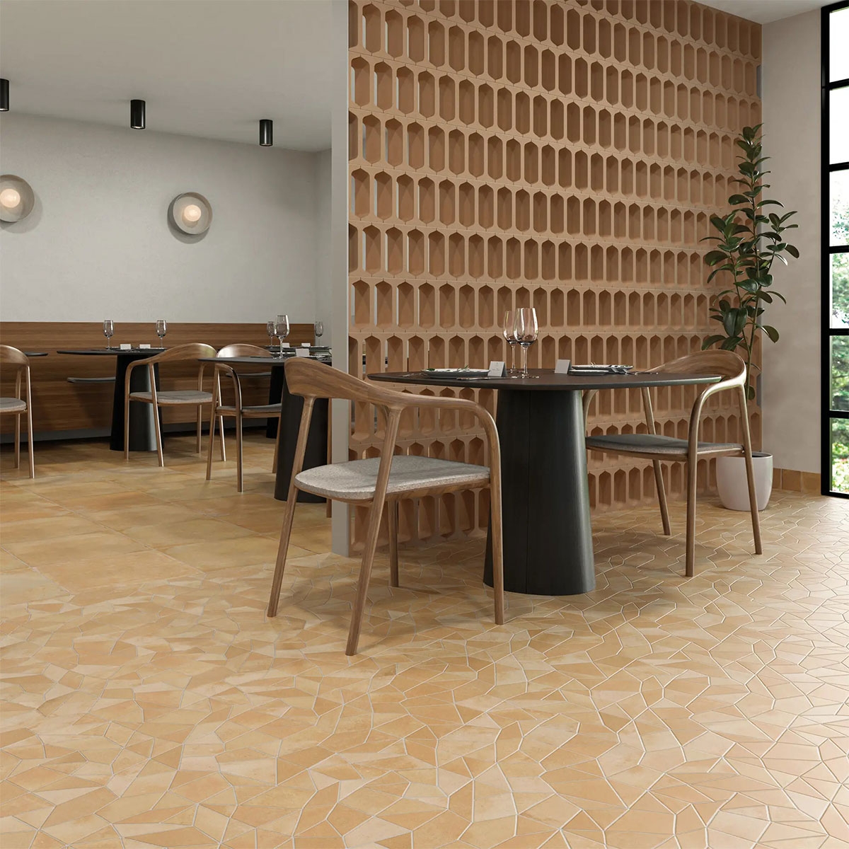 Interior with Trencadis Gaudi Sand Non-slip flooring 25.5x25.5