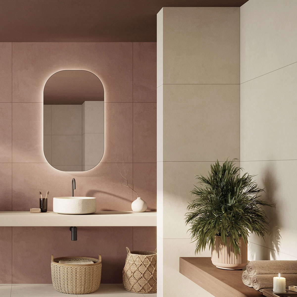 Baño con Pavimento Sunset Desert 60x60