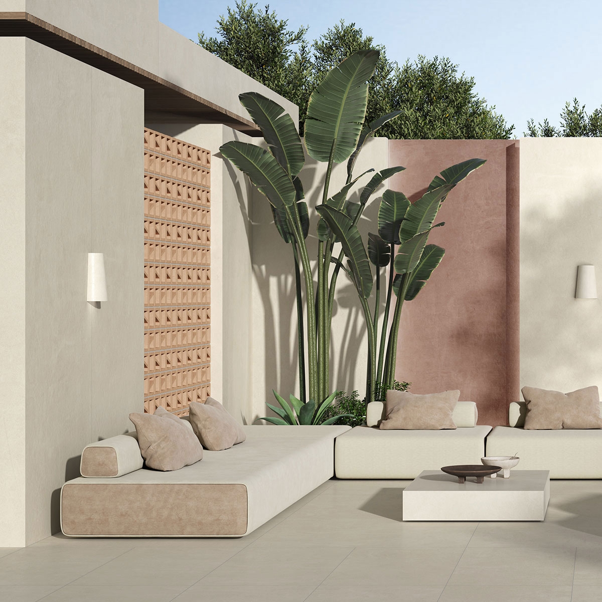 Exterior con Pavimento Sunset Mist 60x60