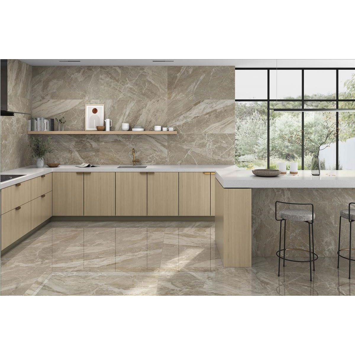 Cocina con Revestimiento Chantal Stone 60x120