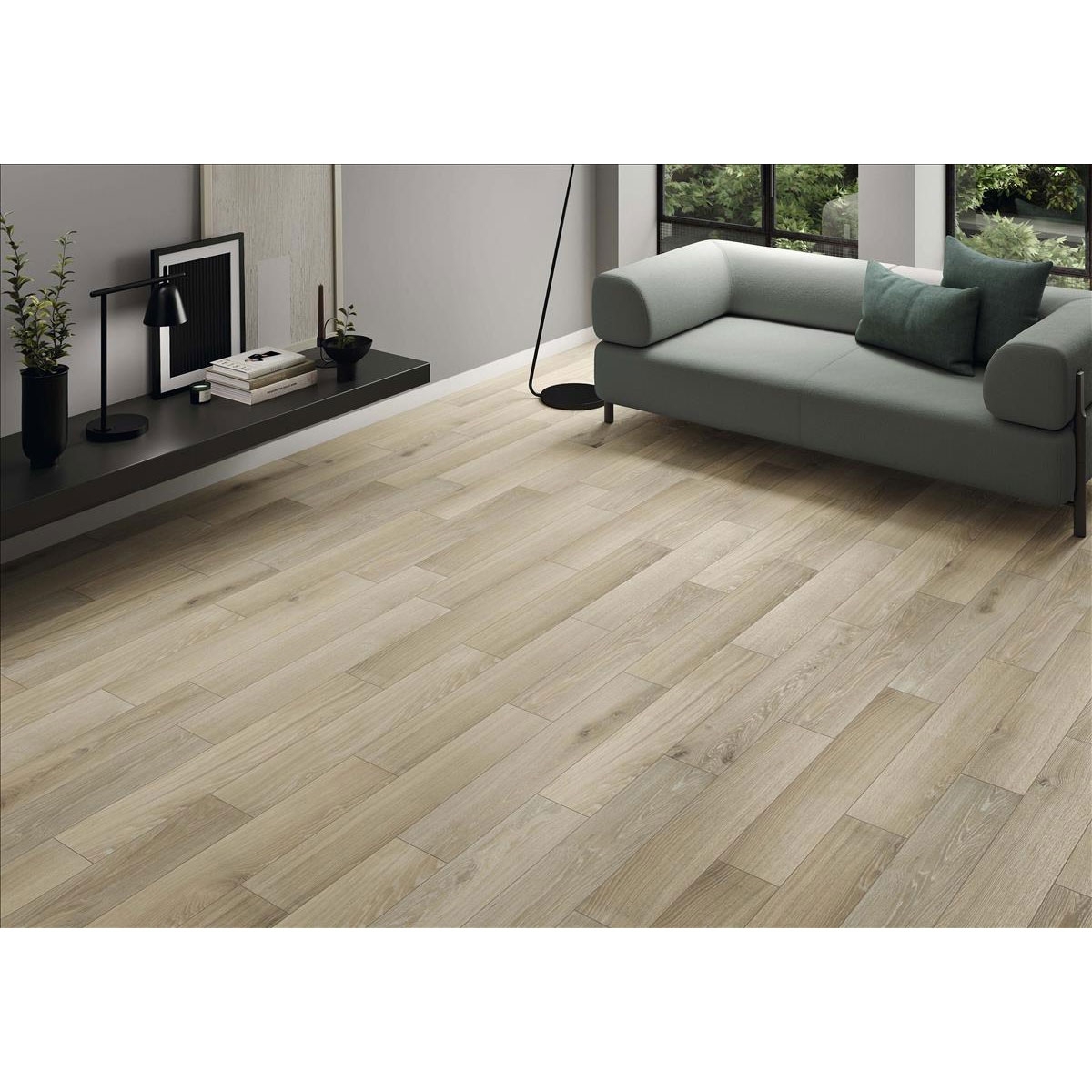 Sala de Estar com Piso de Carvalho Cívico 23x120