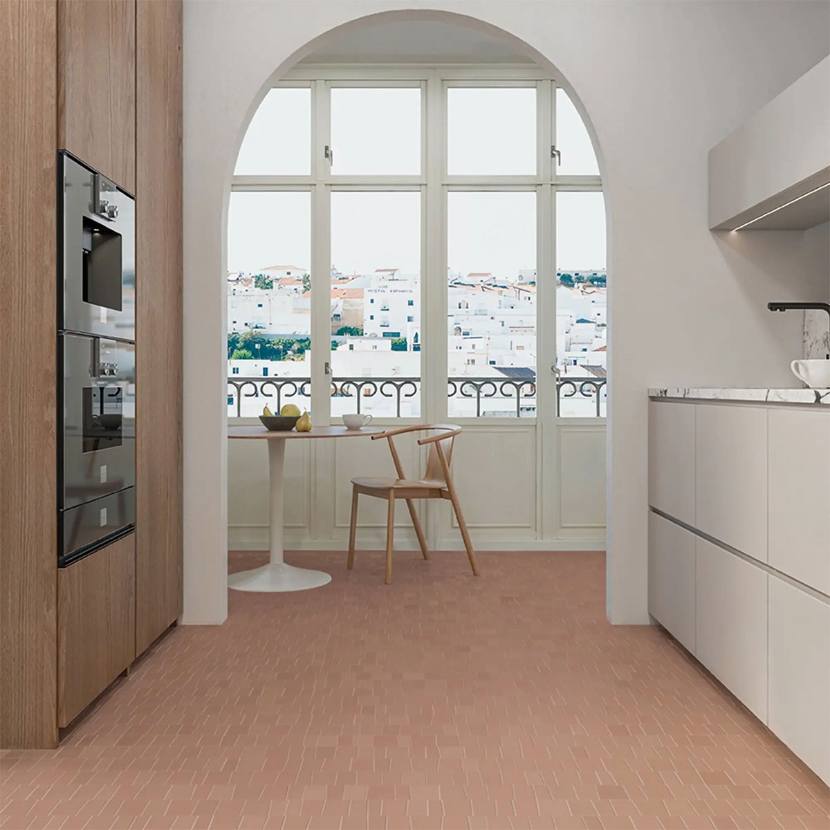 Intérieur avec revêtement de sol Trencadis Guell Mud 7x28