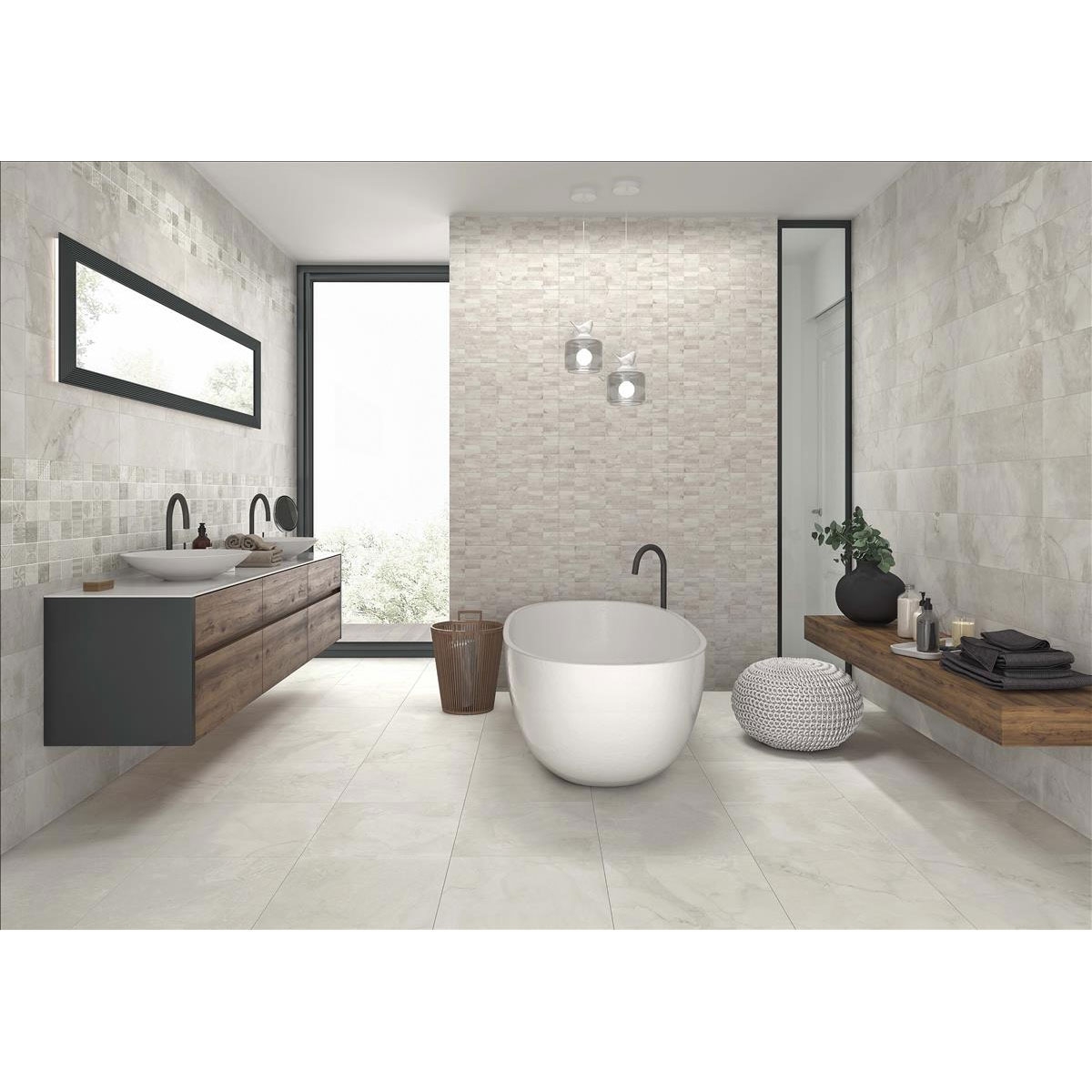 Bathroom with Coliseum White Coating 20x60