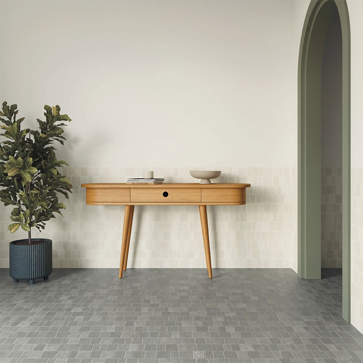 Intérieur avec revêtement Trencadis Guell Arctic 7x28