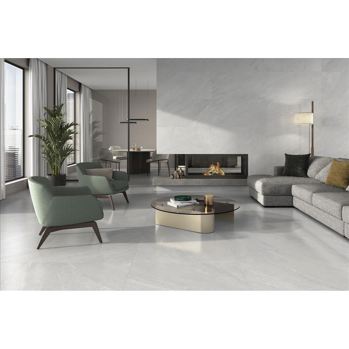 Salon avec sol Sakhir Soft Grey 100x100