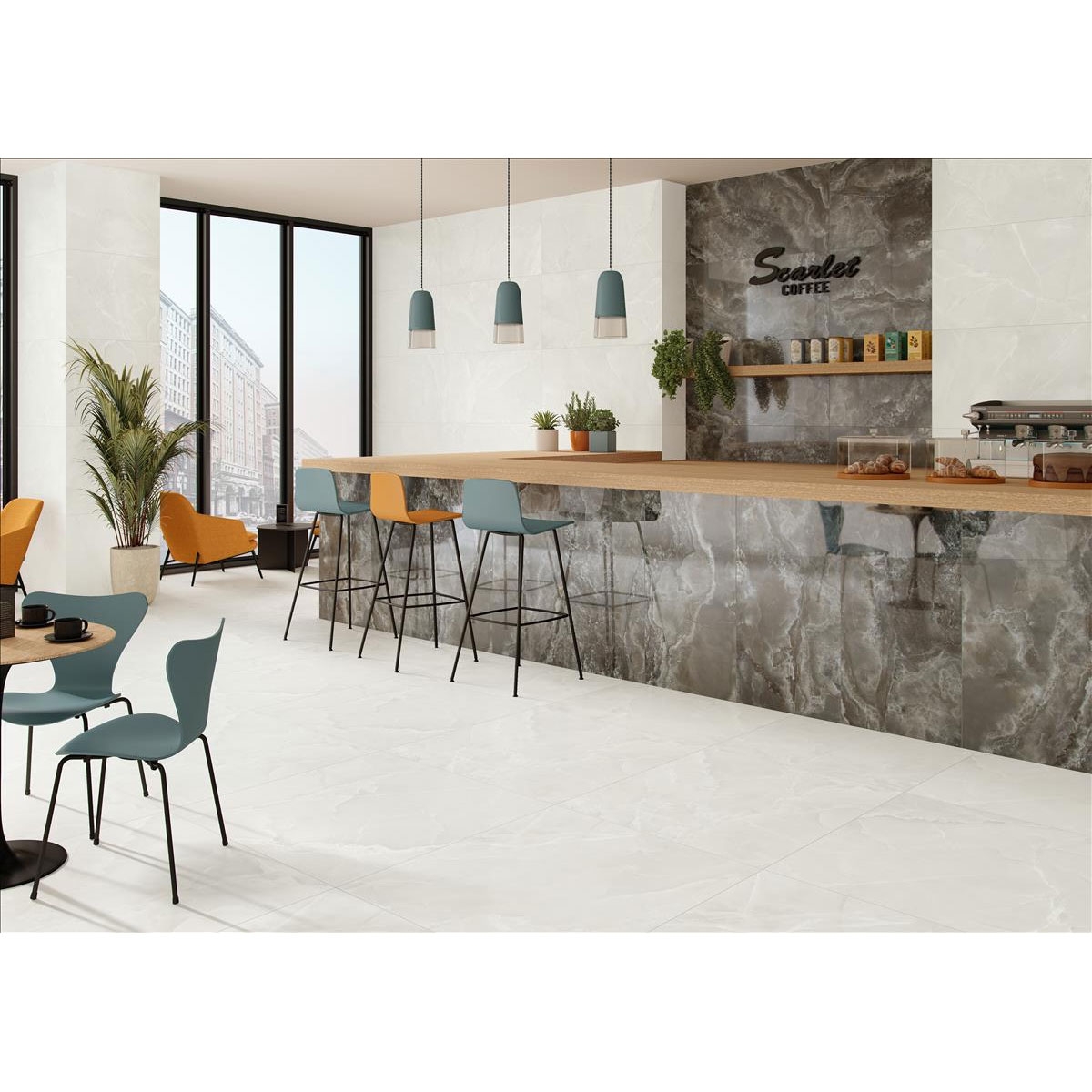 Cozinha com Pavimento Branco Escarlate Soft 100x100