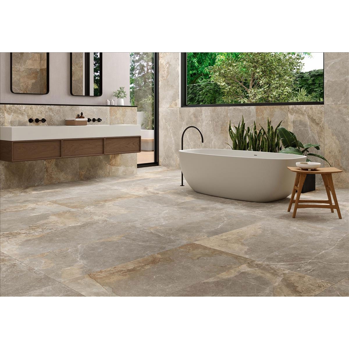 Baño con Pavimento y Revestimiento Strato Light 60x120