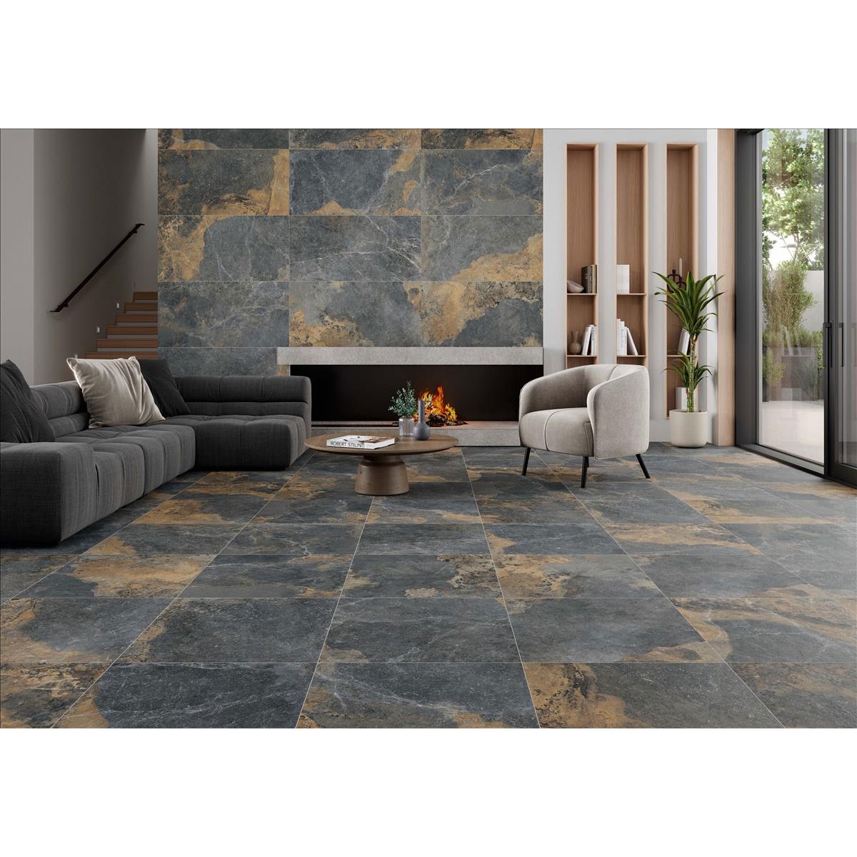 Interior con Revestimiento  Strato Natural 60x120