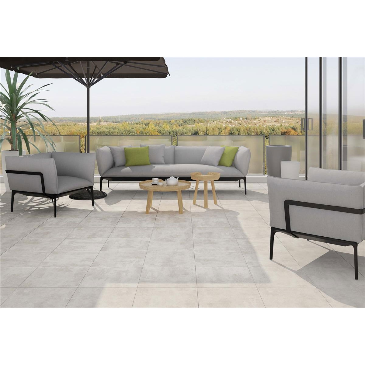 Terraza con Pavimento Dynamic Gris 45x45
