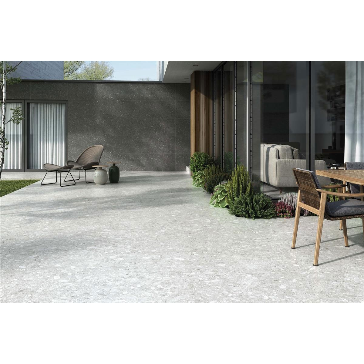 Exterior con Pavimento Plus Rockart Pearl Antideslizante 60x60