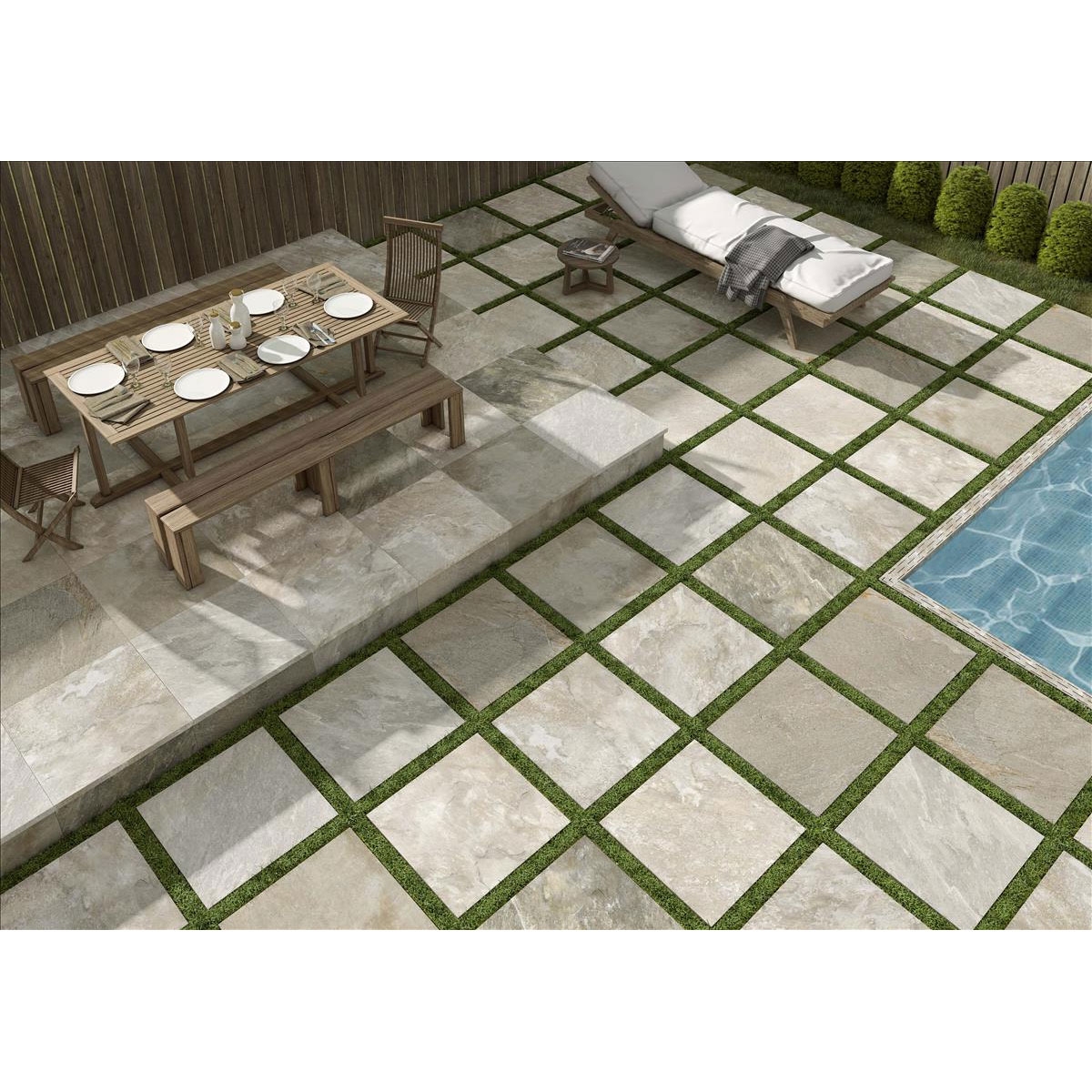 Exterior con pavimento Plus Unaway Light Antideslizante InOut 60x60