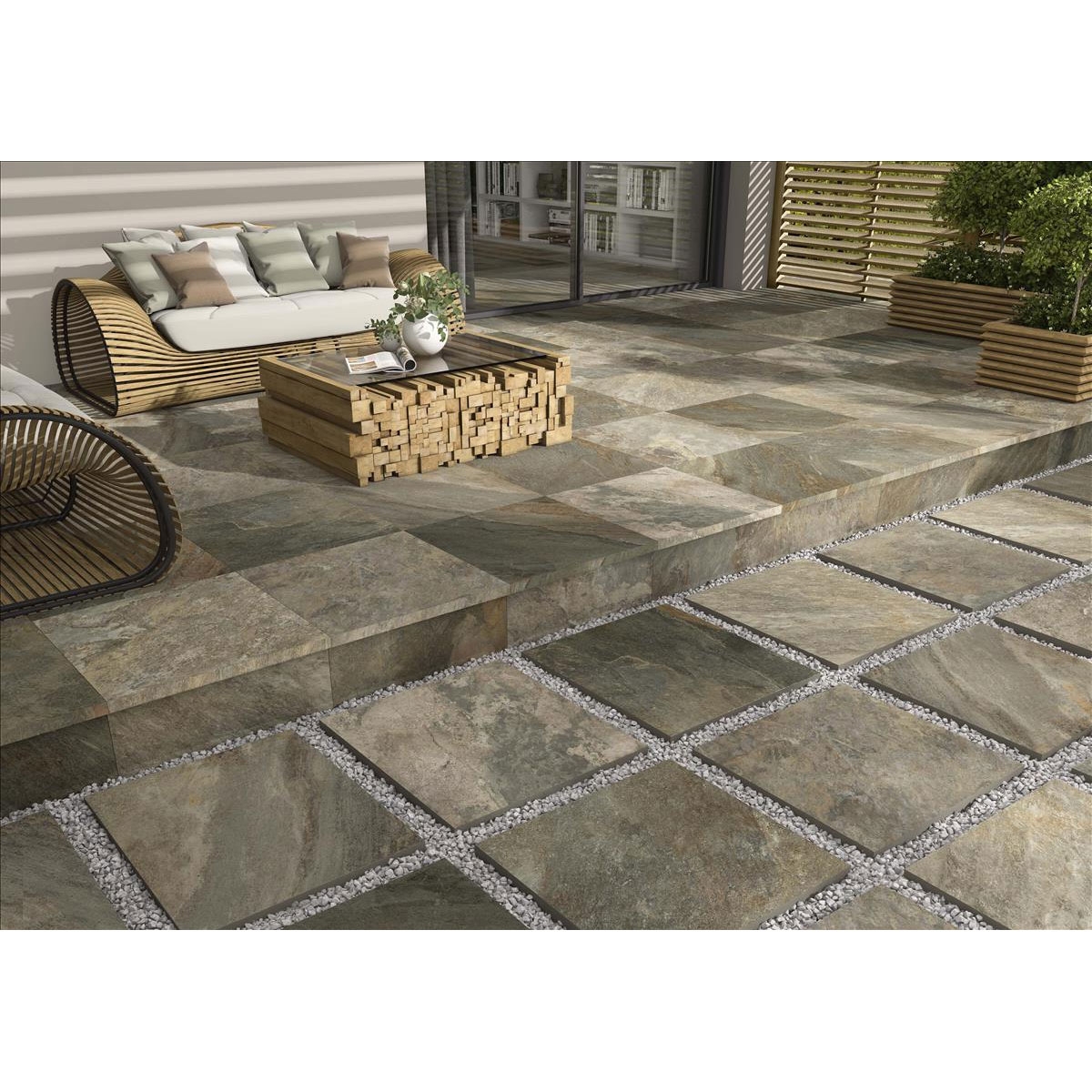 Exterior com Pavimento Plus Unaway Natural Antiderrapante InOut 60x90