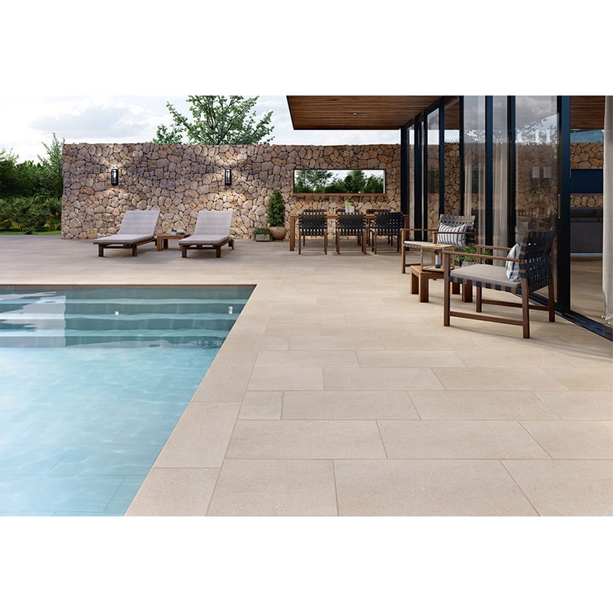 Exterior com Pavimento Antiderrapante Aneto Bege 36x72